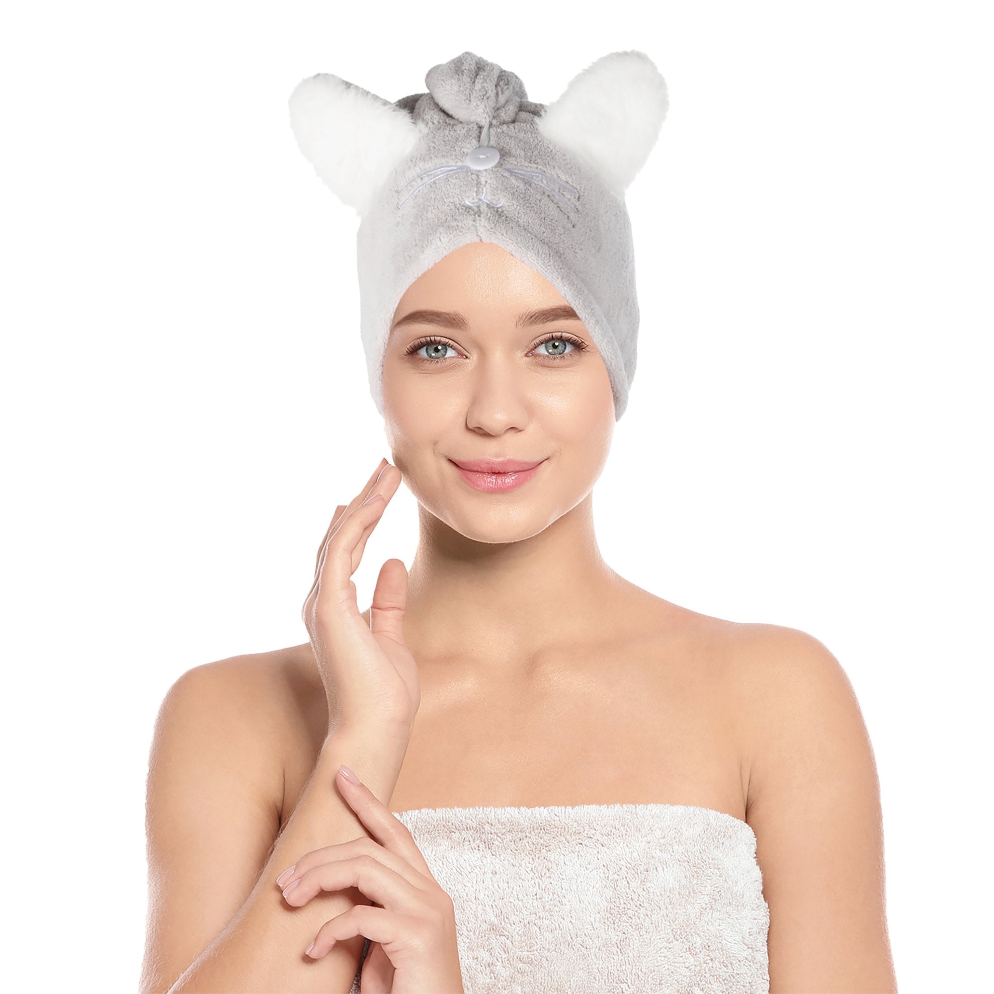 Stokomani Beauté serviette microfibre cheveux gris absorbante
