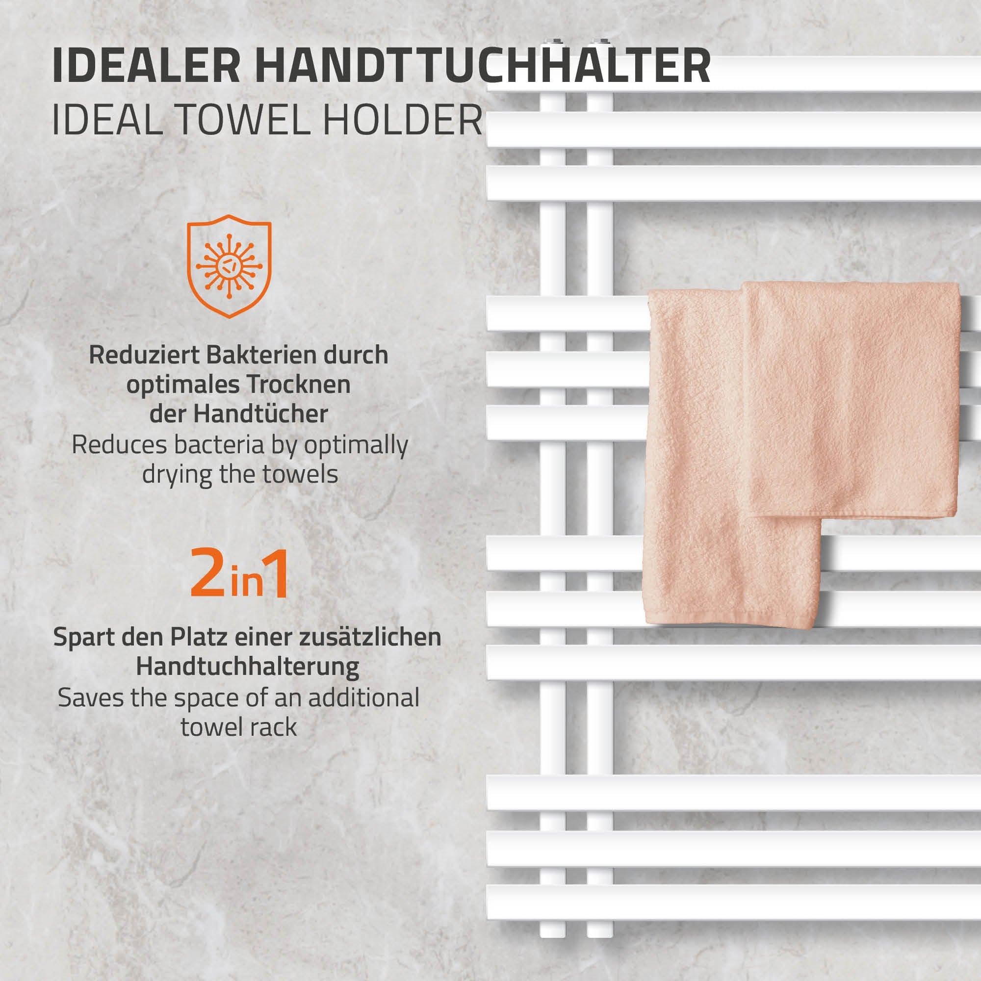 ECD Germany radiateur électrique blanc 500x1000 300W tige