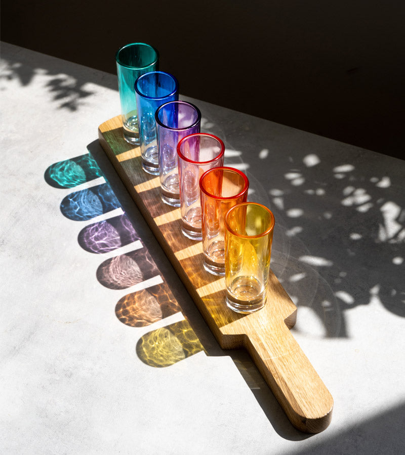 L'avant gardiste Planche à shots rainbow chêne apéro