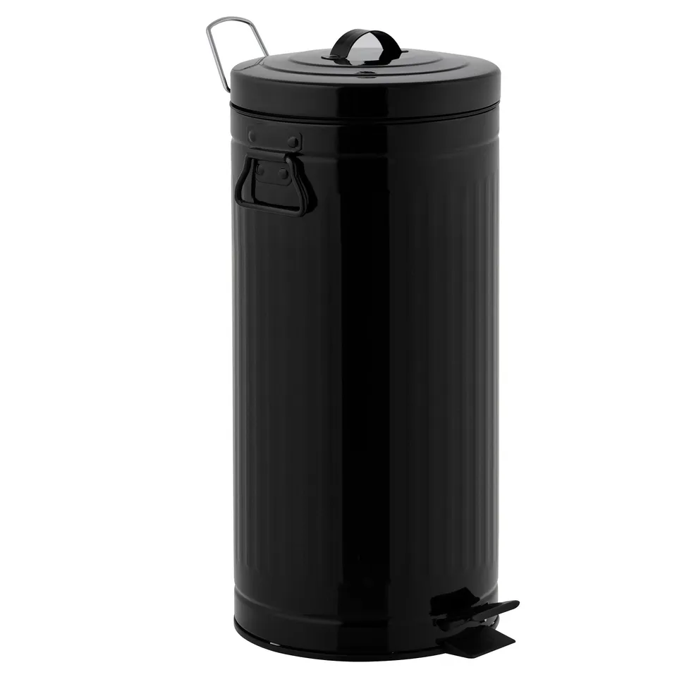 Red Deco Brooklyn 30L poubelle à pédale noire acier