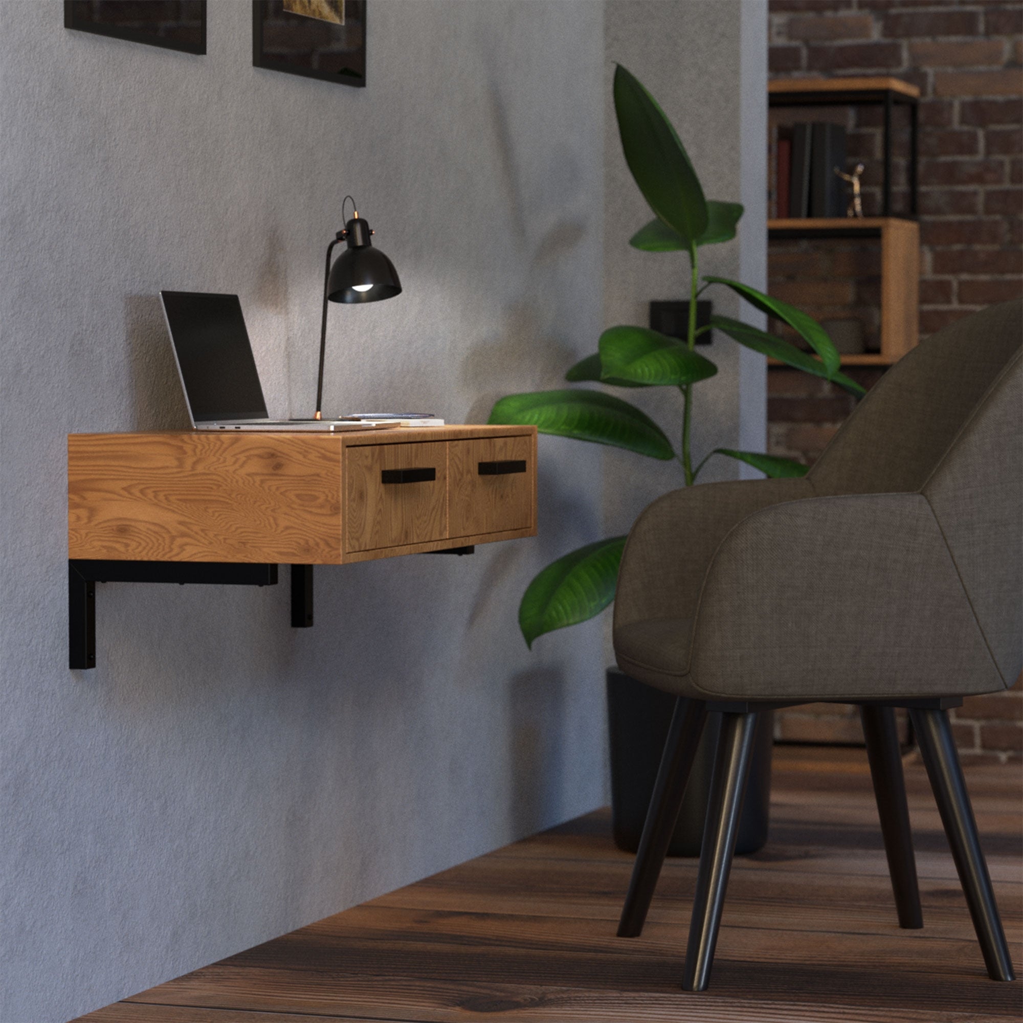 ML-Design Équerre murale acier noir 300x150 mm lot de 2
