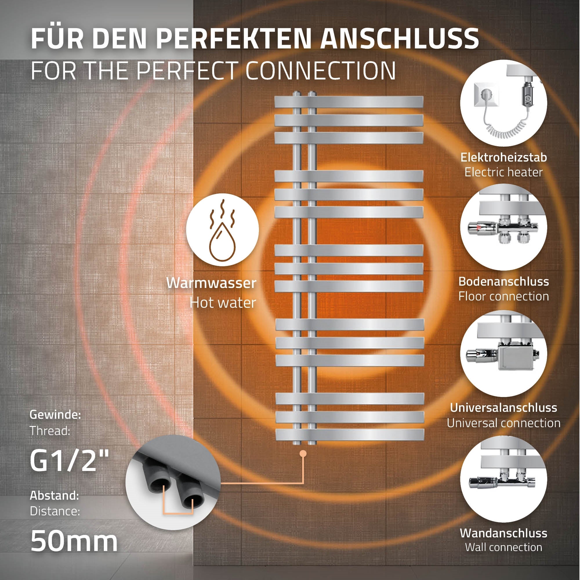 ECD Germany Iron EM 500x1200 radiateur chrome 900W