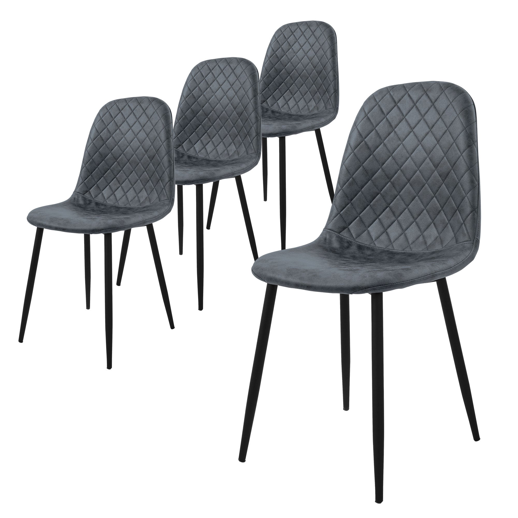 ECD Germany Möbel ML-Design chaise velours anthracite lot de 4 matelassée