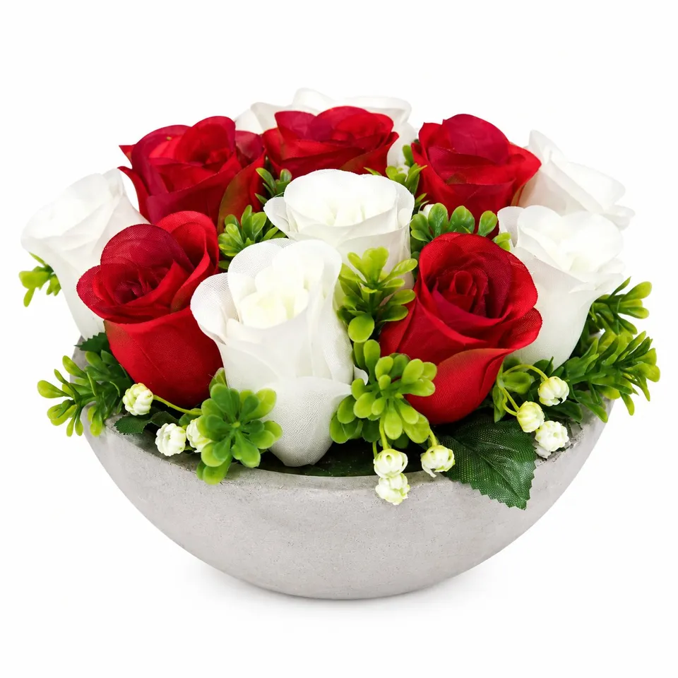 Stokomani Maison Composition 14 boutons rose coupe ciment déco