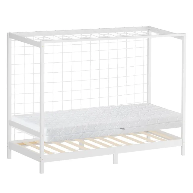 ECD Germany Kinder lit enfant but de foot 90x200 blanc matelas
