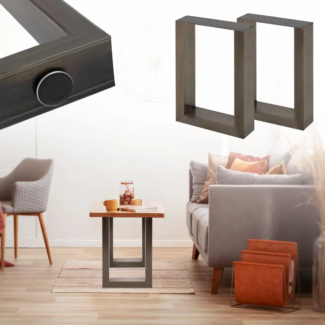 ECD Germany Möbel pieds de table U 40x43 cm anthracite x2