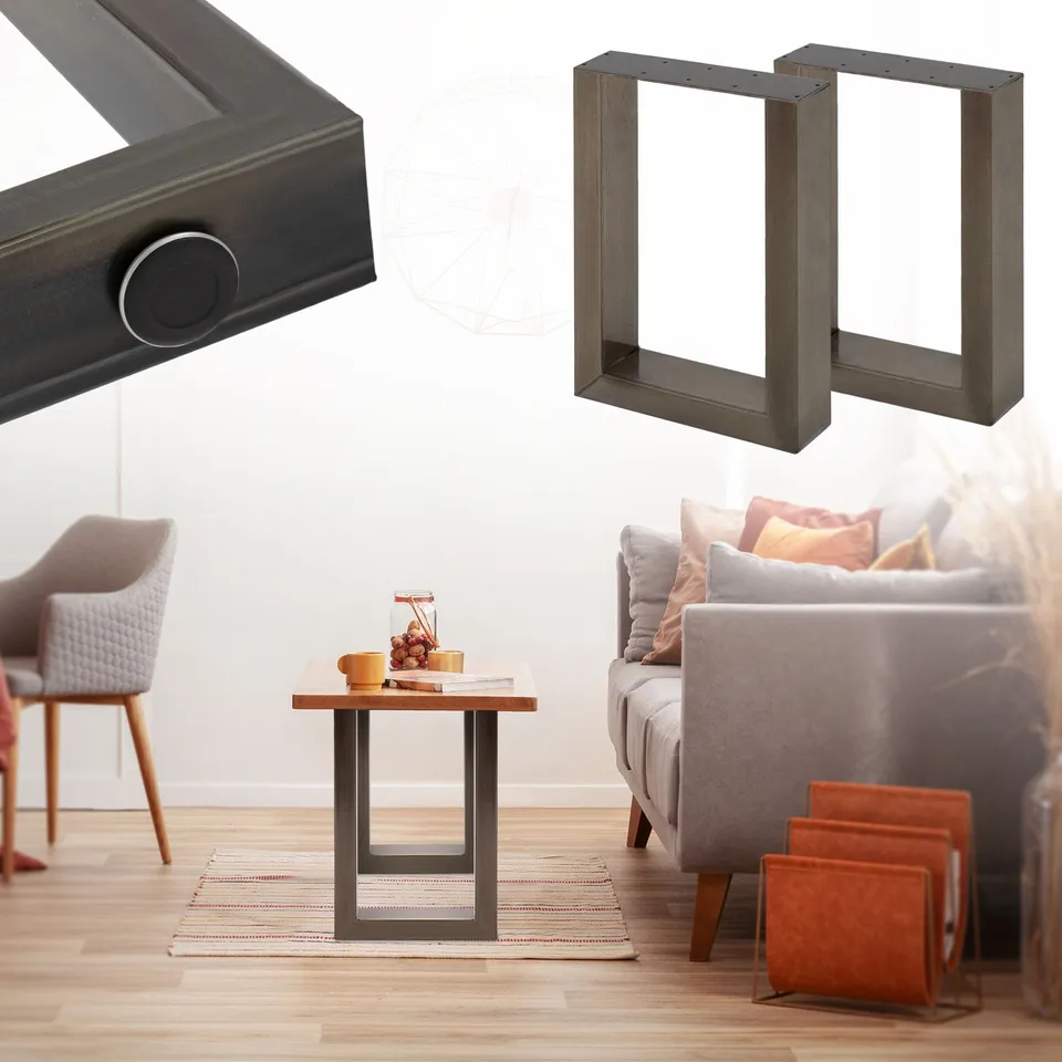 ECD Germany Möbel pieds de table U 40x43 cm anthracite x2