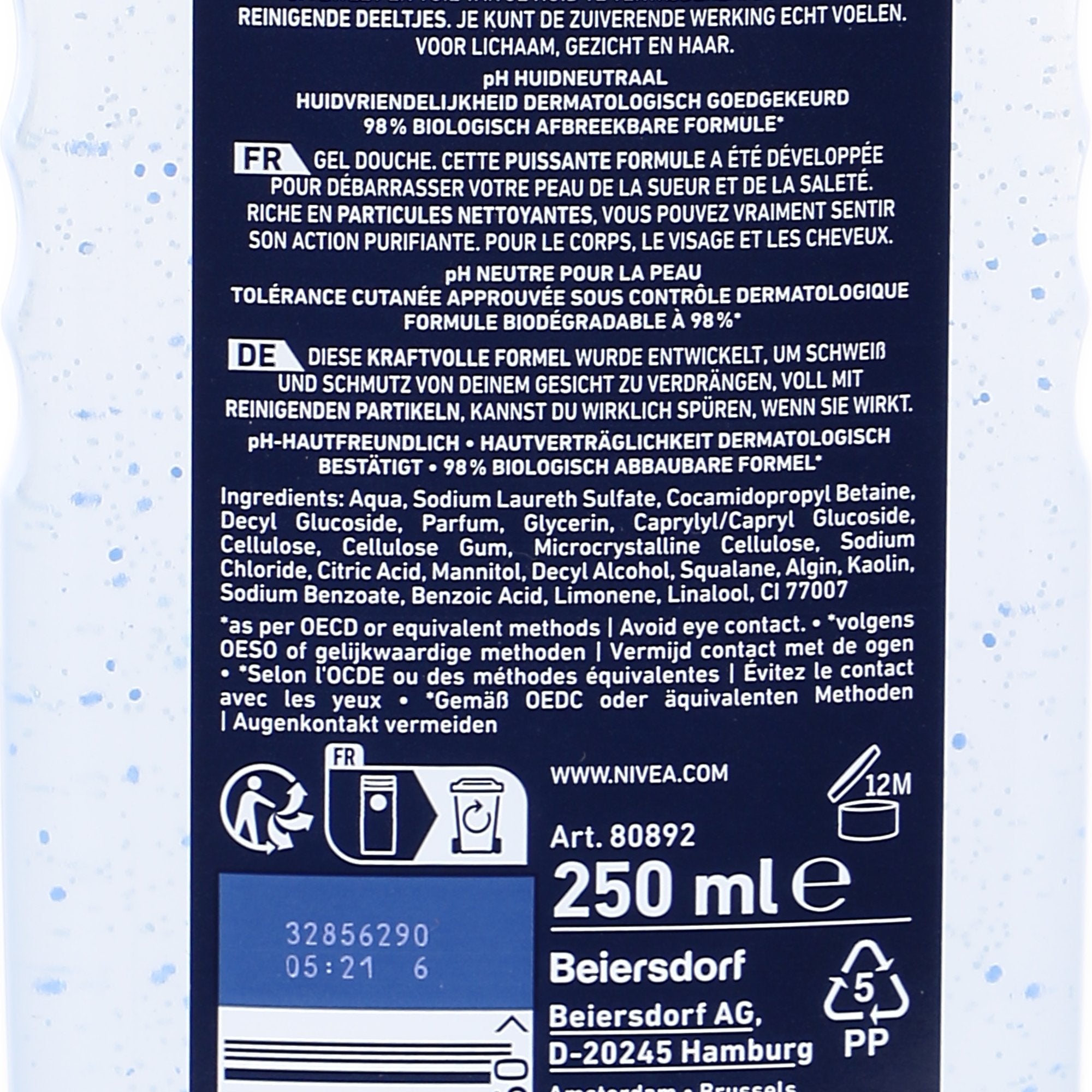 Nivea Men Pure Impact gel douche homme 250 ml