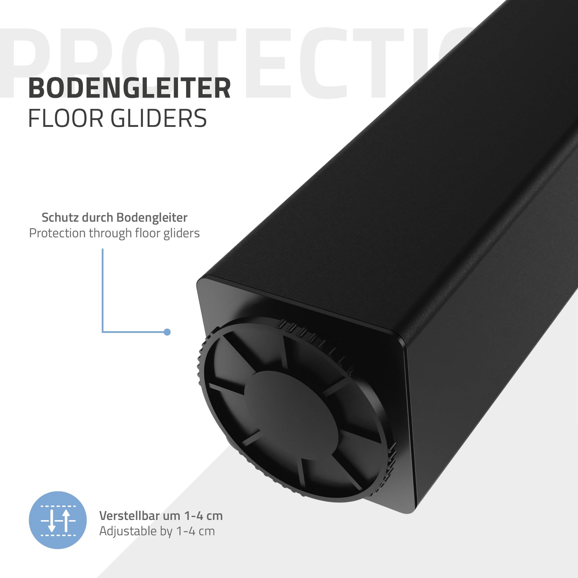 ECD Germany Möbel lot 4 pieds de table 90 cm noir brillant