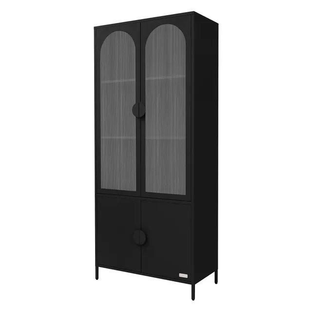 ECD Germany Meubles vitrine 80x185x40 cm noir acier 4 portes