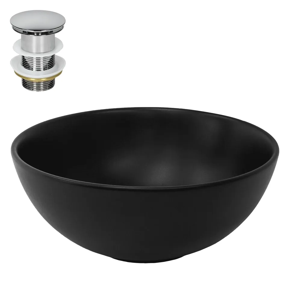 LuxeBath vasque à poser 32x13,5 cm noire céramique avec bonde