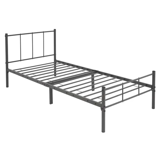 ECD Germany ML-Design Lit métal anthracite 90x200 sommier inclus