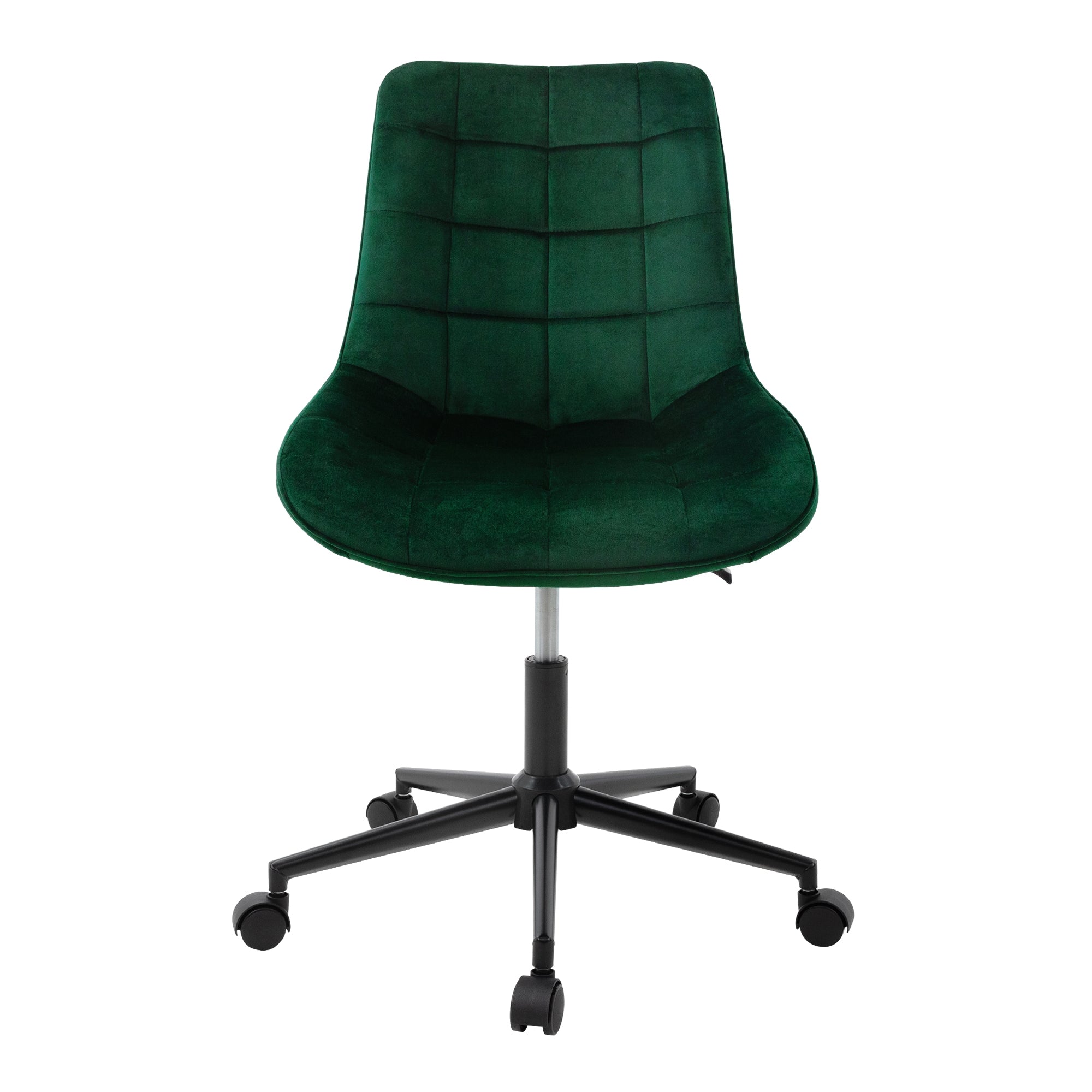 ECD Germany Möbel chaise bureau velours vert à roulettes