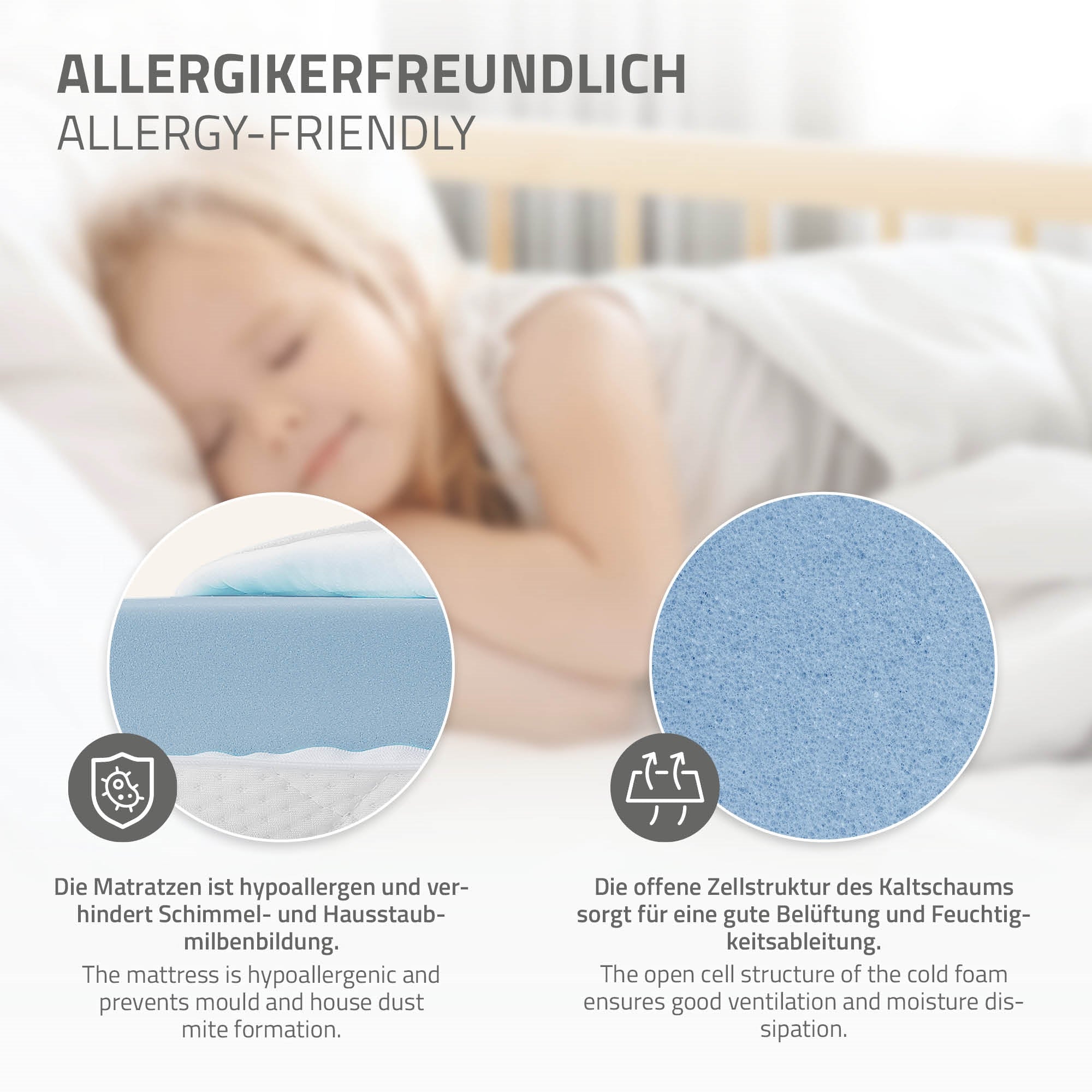 ECD Germany Kinder lit enfant 80x160 naturel avec matelas