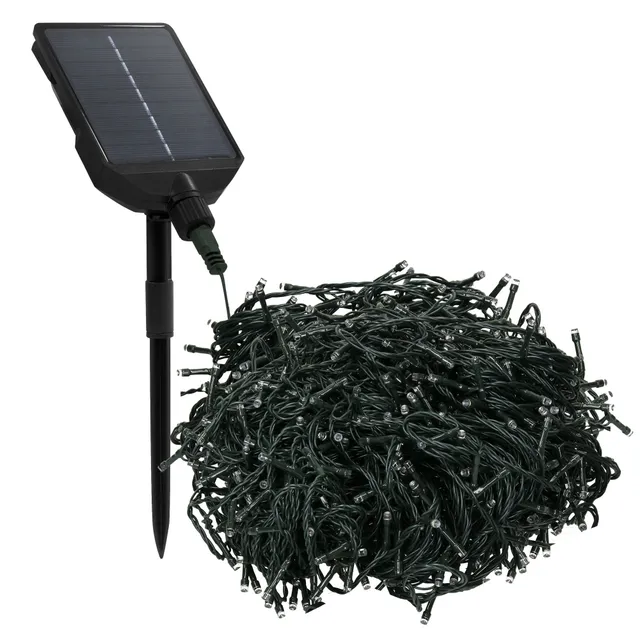 ECD Germany guirlande solaire LED 16 m 800 LED blanc chaud télécommande