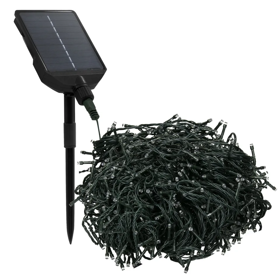 ECD Germany guirlande solaire LED 16 m 800 LED blanc chaud télécommande