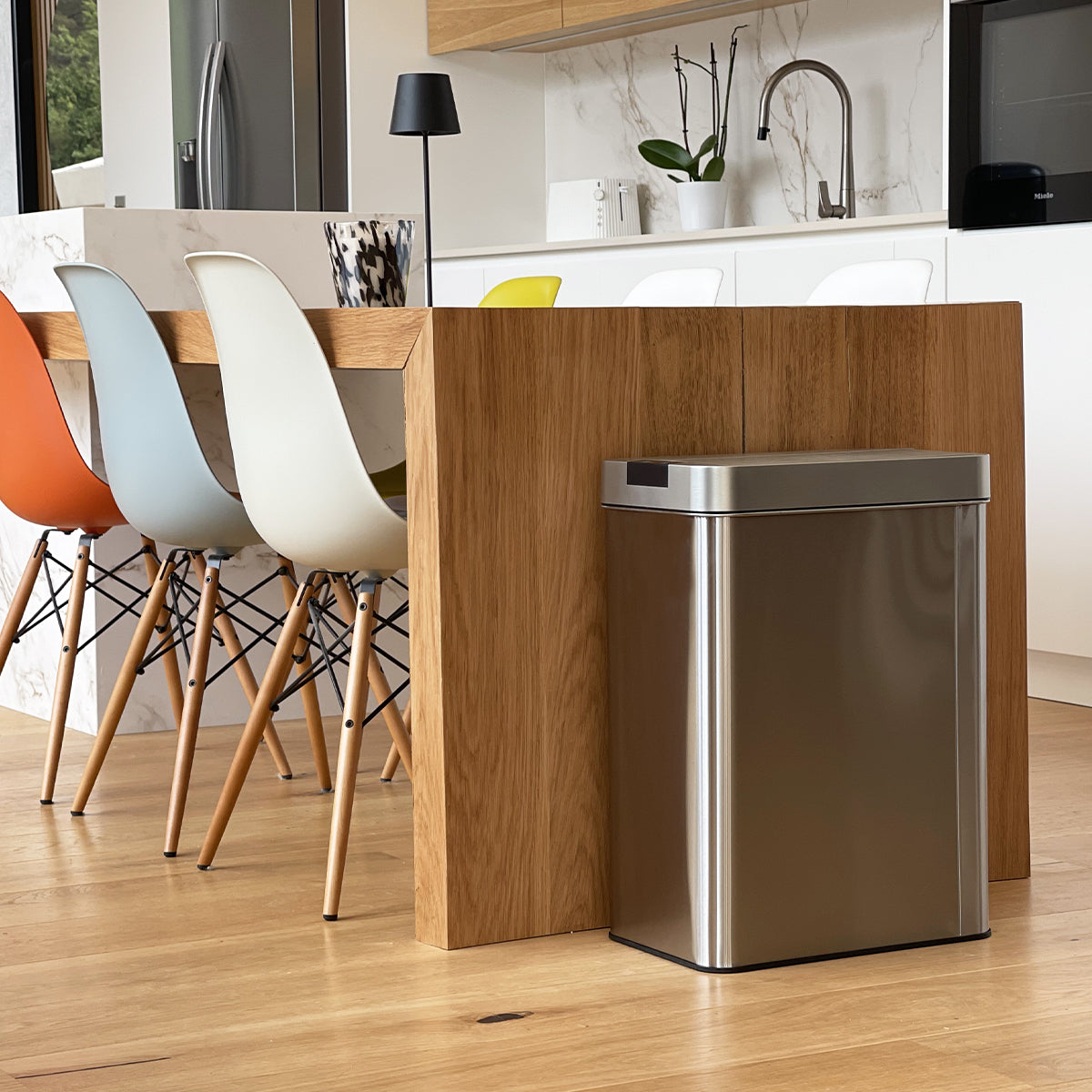 Red Deco Silverlake 60L poubelle automatique inox