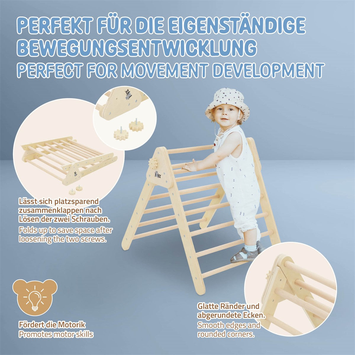 ECD Germany Kinder Joyz triangle motricité bois naturel 73 cm