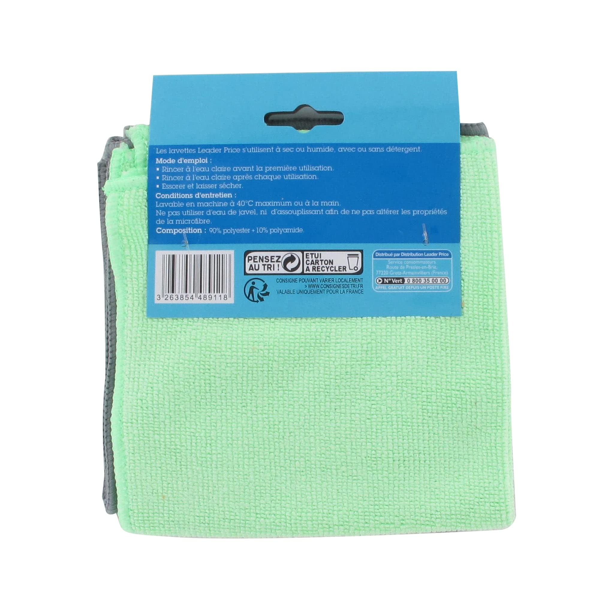 Leader Price lavettes en microfibres multi-usages x2
