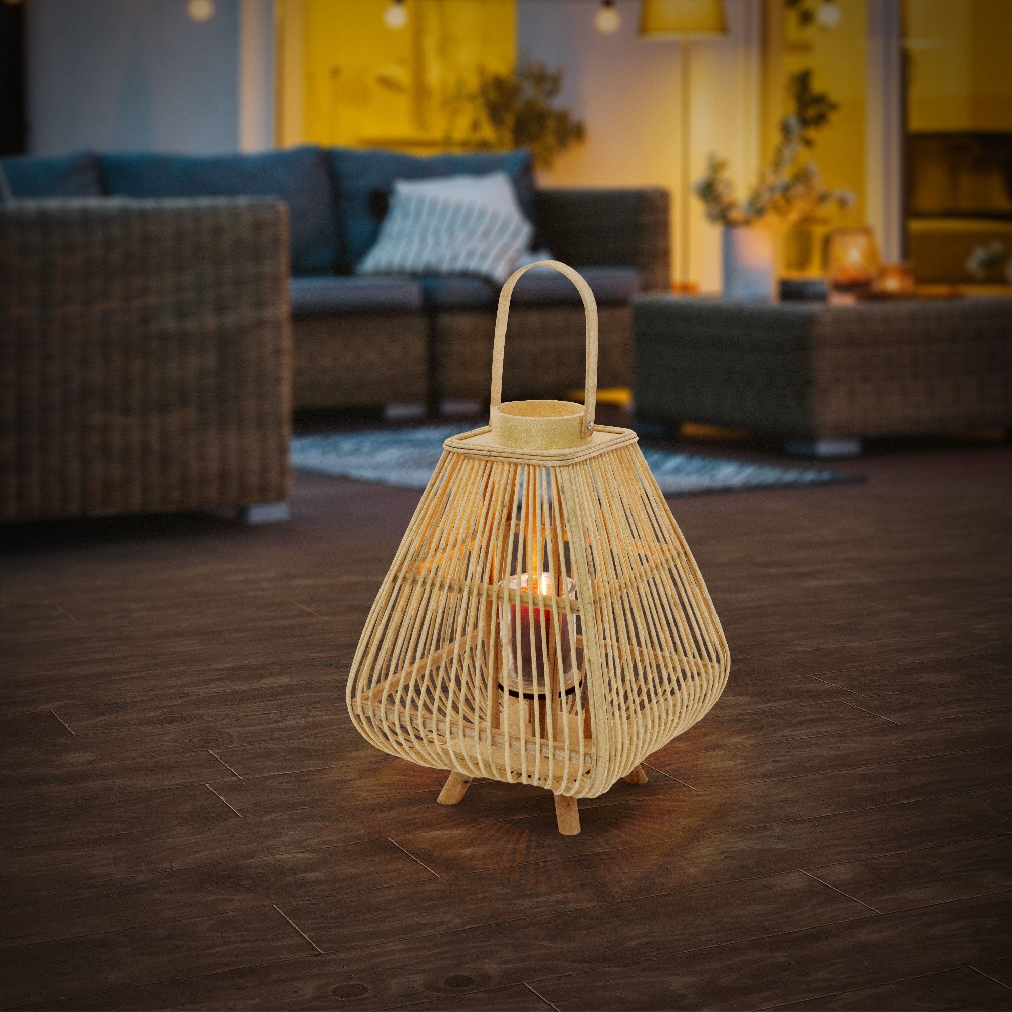 ECD Germany Garten lanterne bambou 55,5 cm avec verre