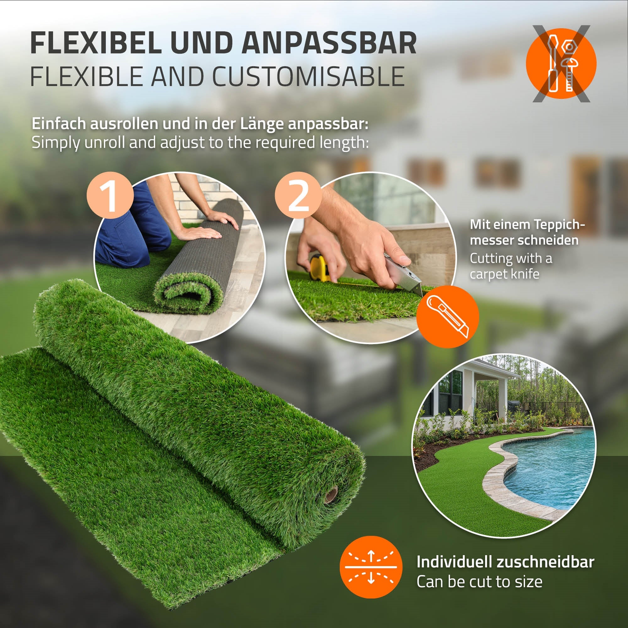 ECD Germany Garten Gazon synthétique vert 100x600 cm 18mm