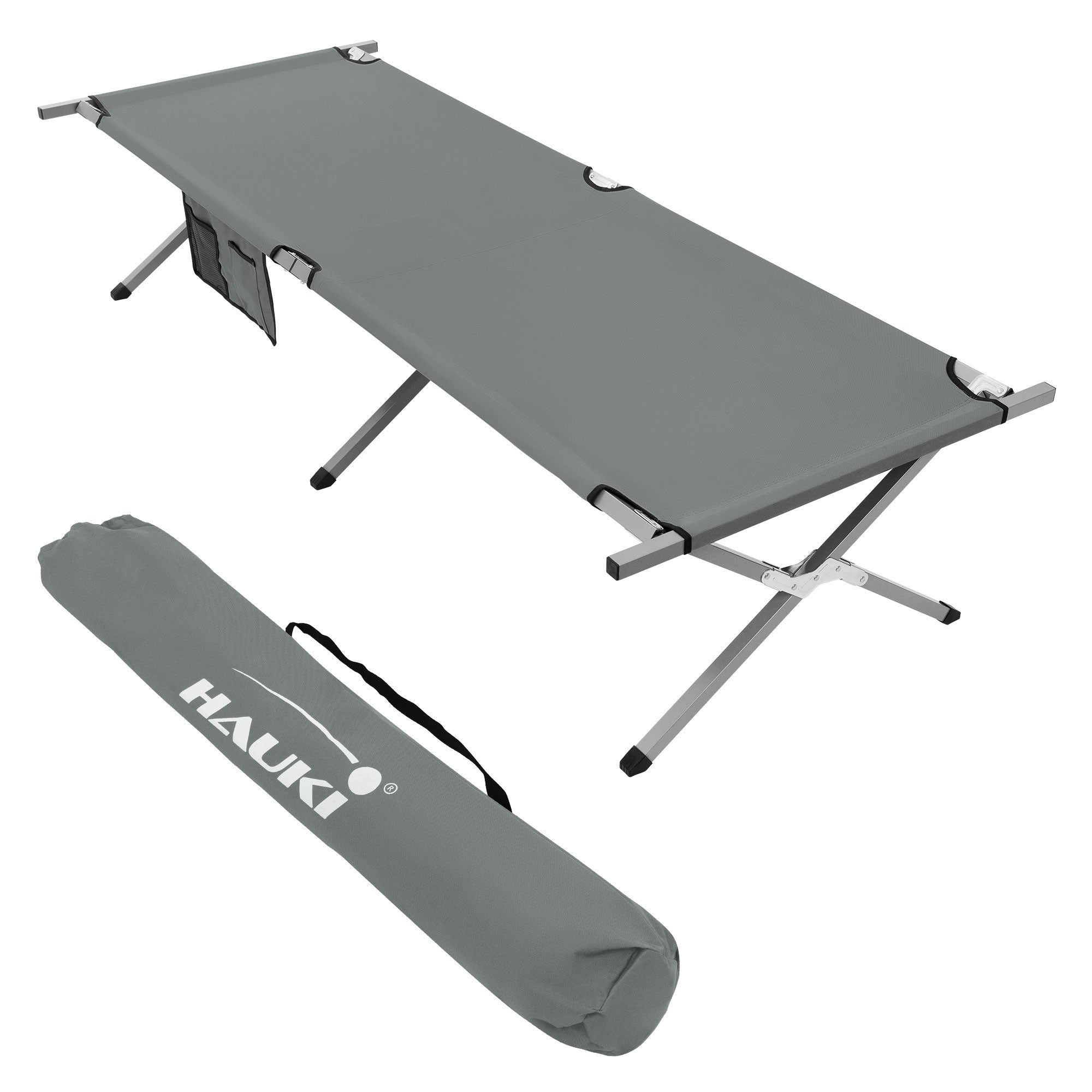 ECD Germany Hauki Lit Camping Pliant Gris 210x83 cm +Housse