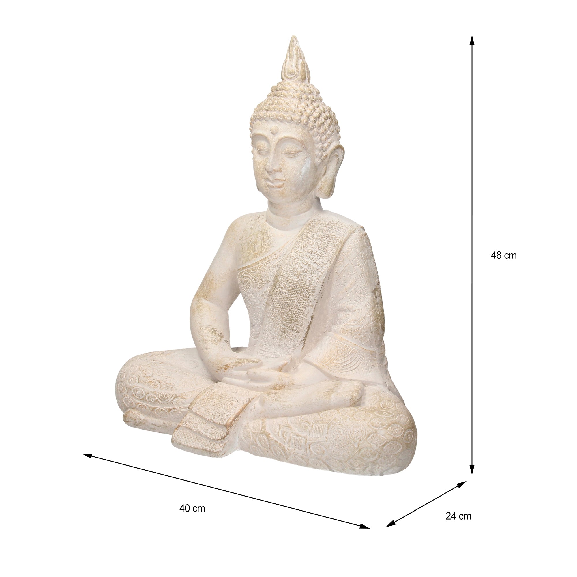 ECD Germany Bouddha statue assise beige-gris 48 cm résine