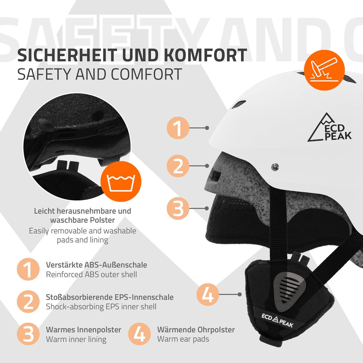 ECD Germany Ski S 51-54 cm casque de ski blanc ventilation