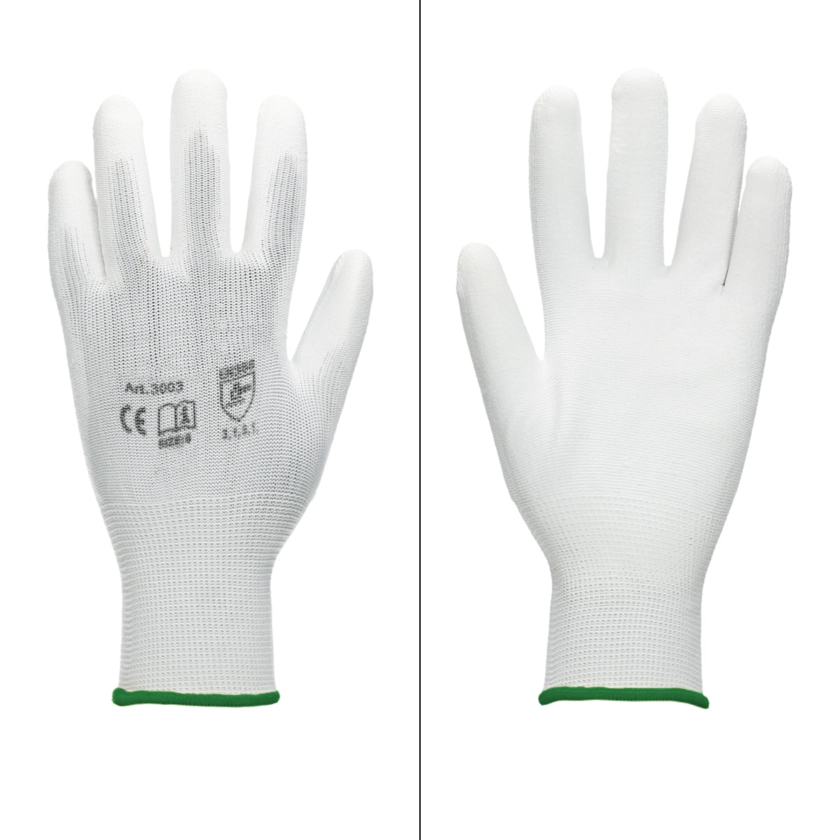 ECD Germany Gants de travail blancs XXL taille 11 polyester lot de 4