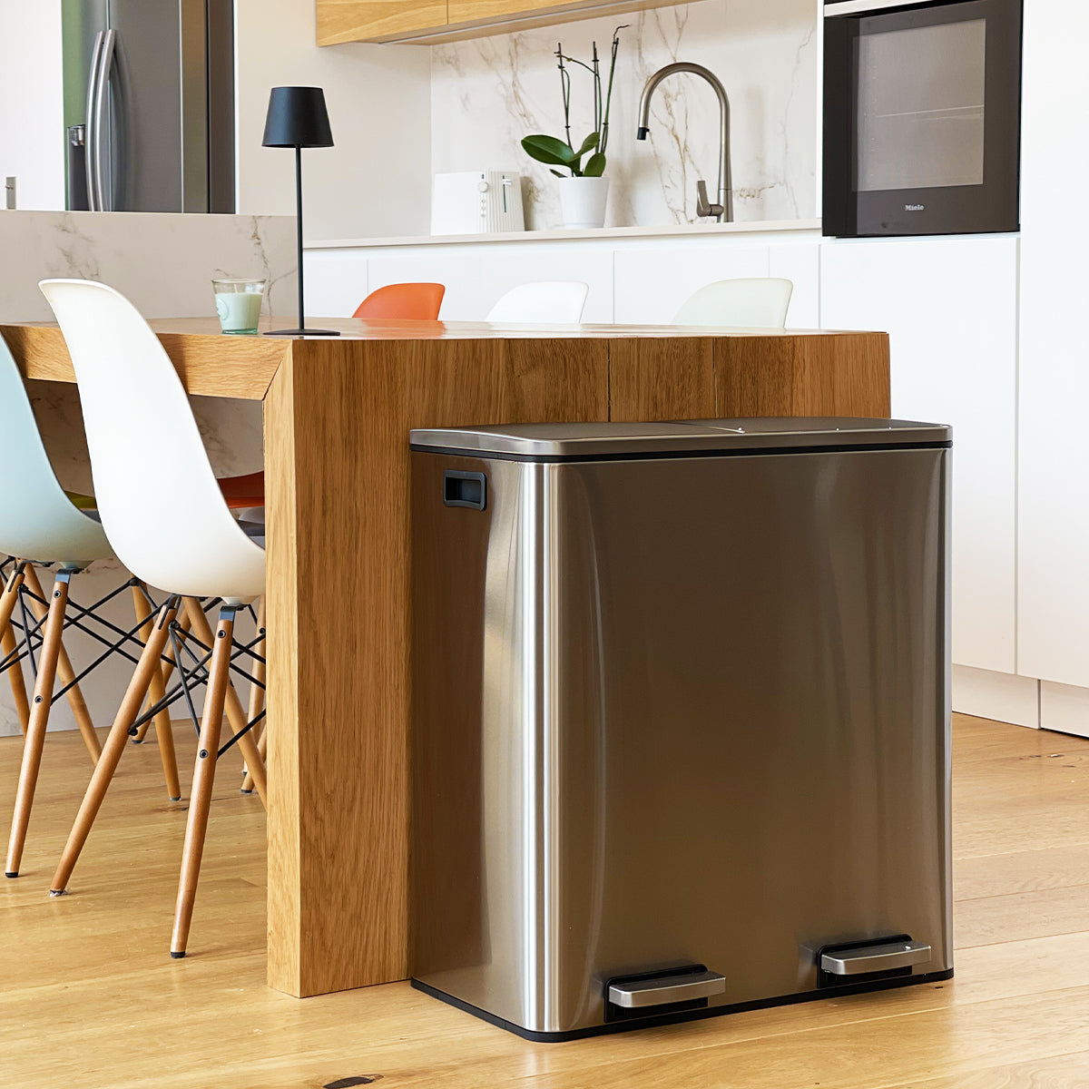 Red Deco Major poubelle cuisine 60L 2x30L inox à pédale