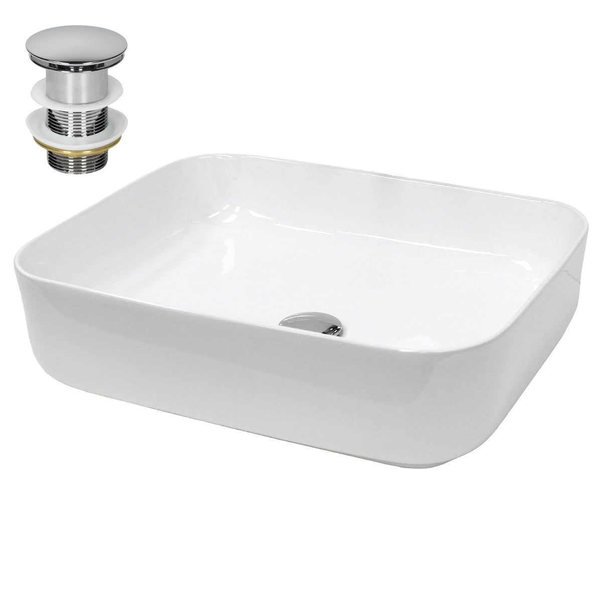 ECD Germany Sanitär lavabo 50,5 cm blanc céramique bonde
