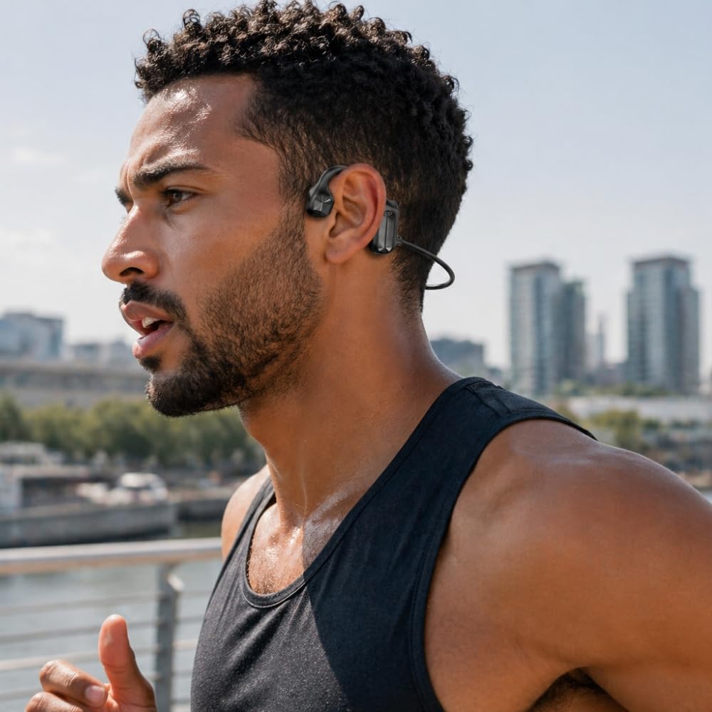 Shop-Story Casque Conduction Osseuse Noir Bluetooth 5.2