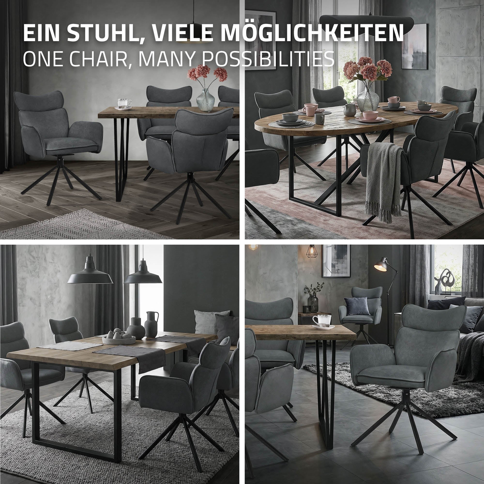 ECD Germany chaise salle à manger pivotante anthracite lot 2
