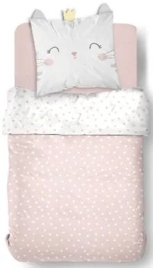 Stokomani Maison Parure housse couette chat 140x200 + taie beige