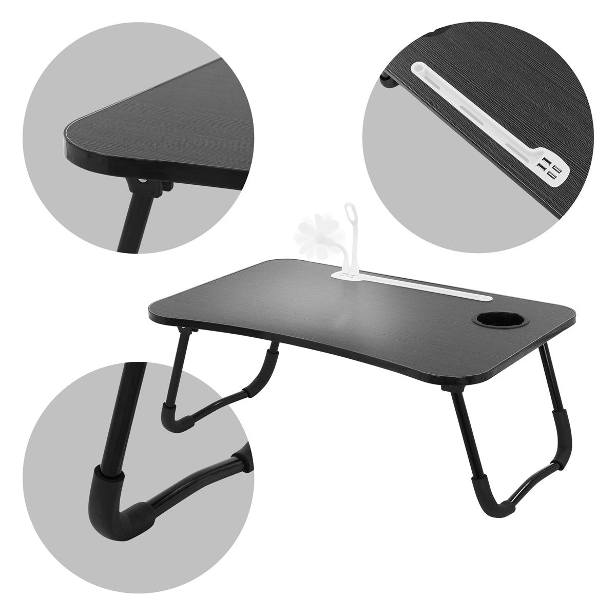 ECD Germany Möbel table lit USB 60x40 cm naturel MDF