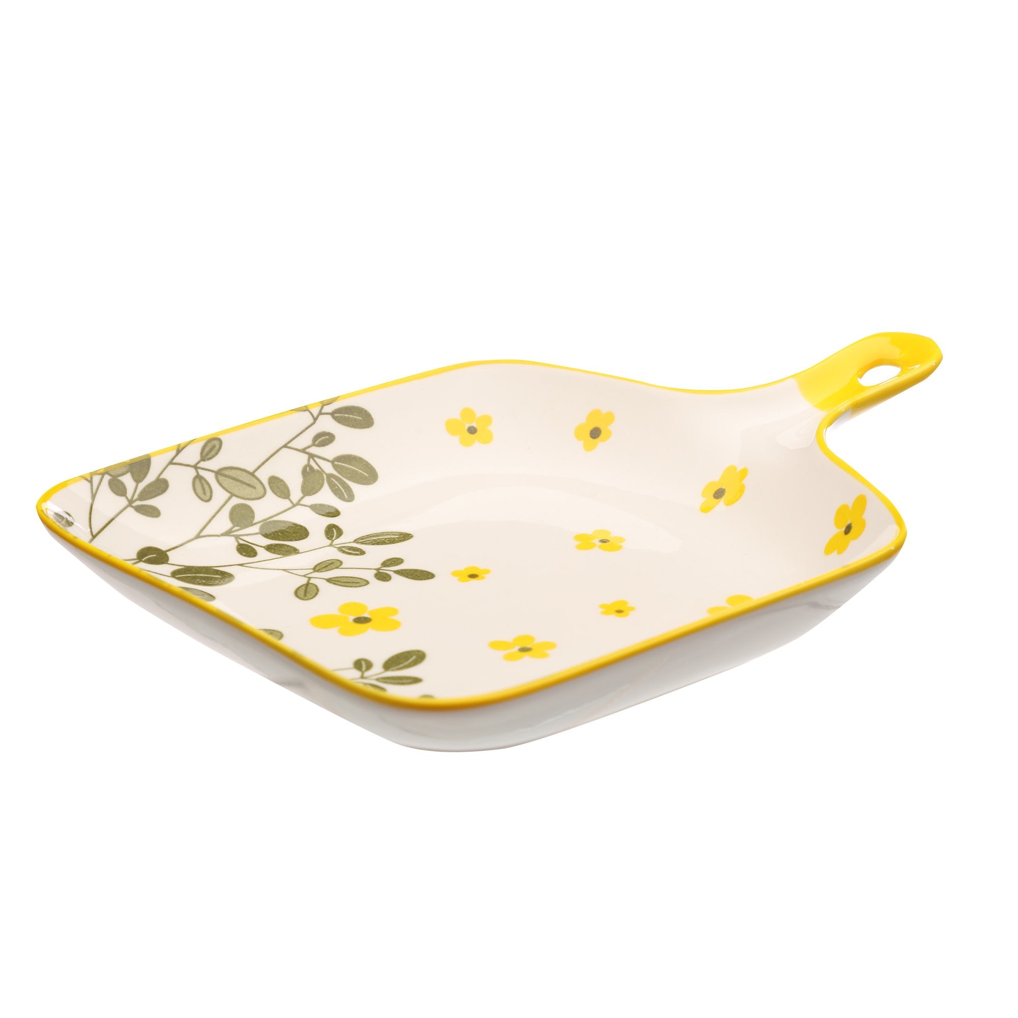 Plat céramique poignée 22x16cm jaune service