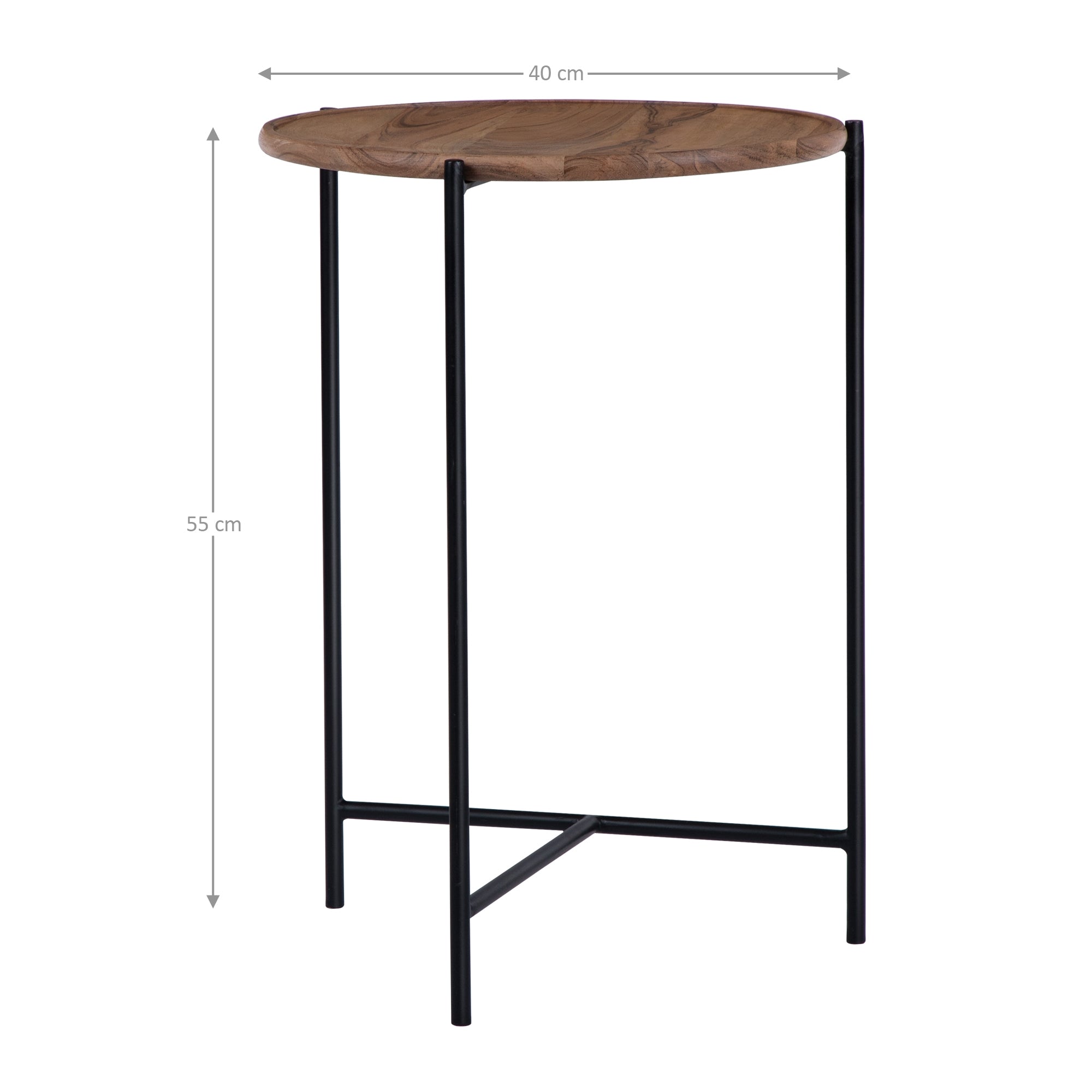 ECD Germany Möbel lot 2 tables d'appoint manguier naturel et fer