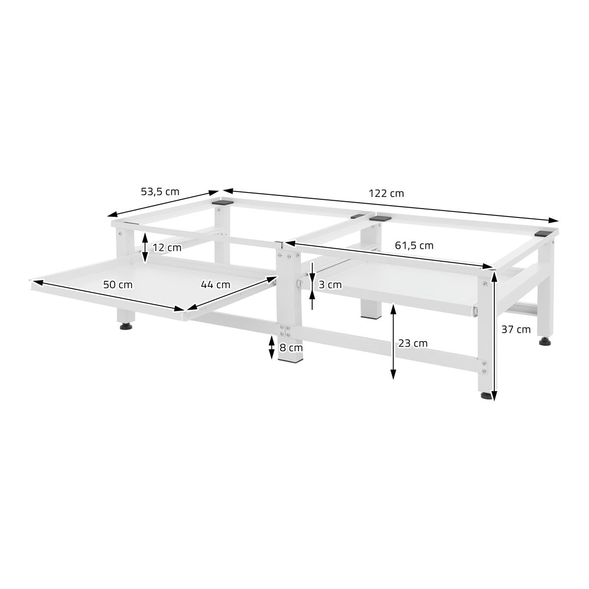 ECD Germany rehausseur lave-linge double acier noir 122x53,5x37