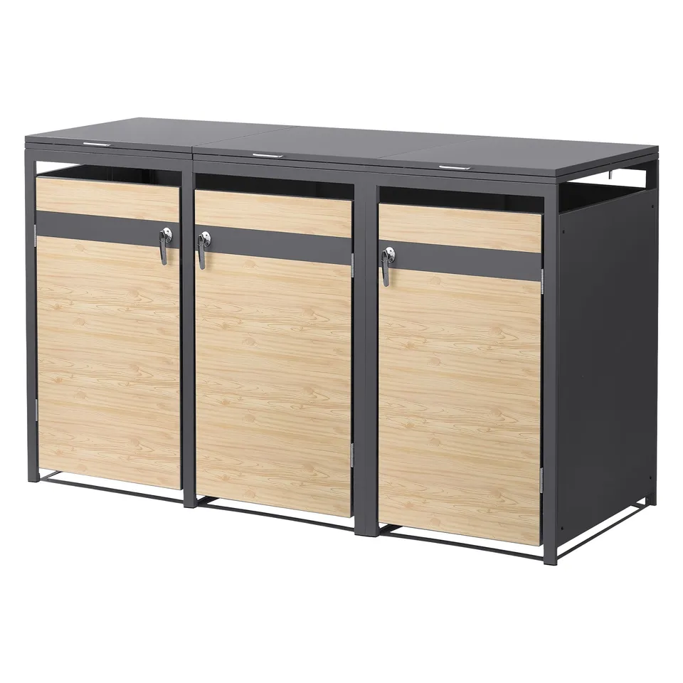 ECD Germany Garten cache-poubelles 3x240L Lärche 200cm acier