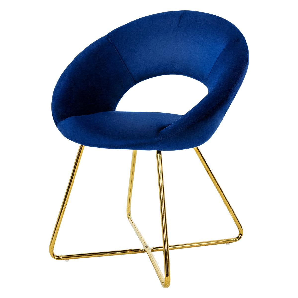 ECD Germany Möbel chaise velours dossier rond pied doré bleu
