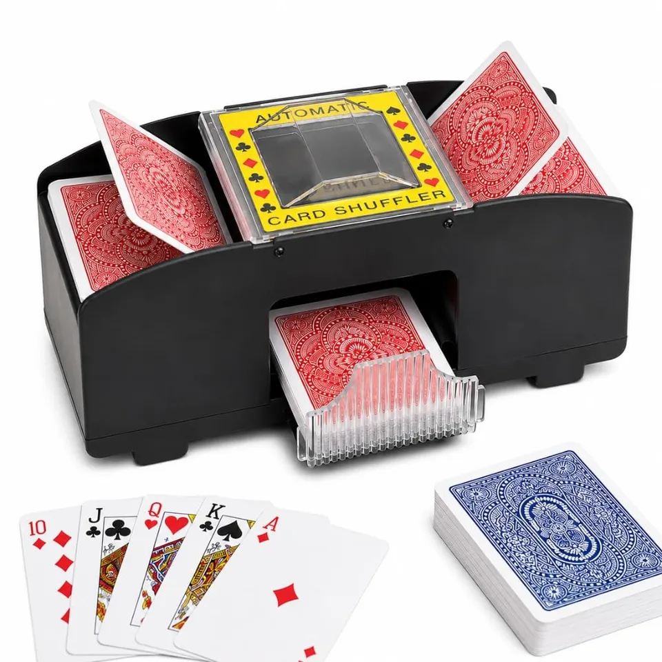 Shop-Story Mélangeur cartes automatique électrique 2 jeux noir