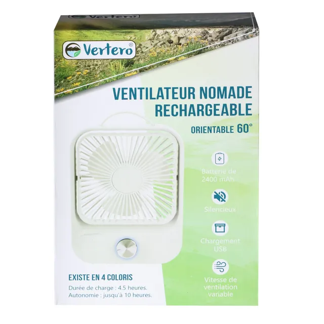 Stokomani Maison Ventilateur nomade blanc USB plusieurs vitesses