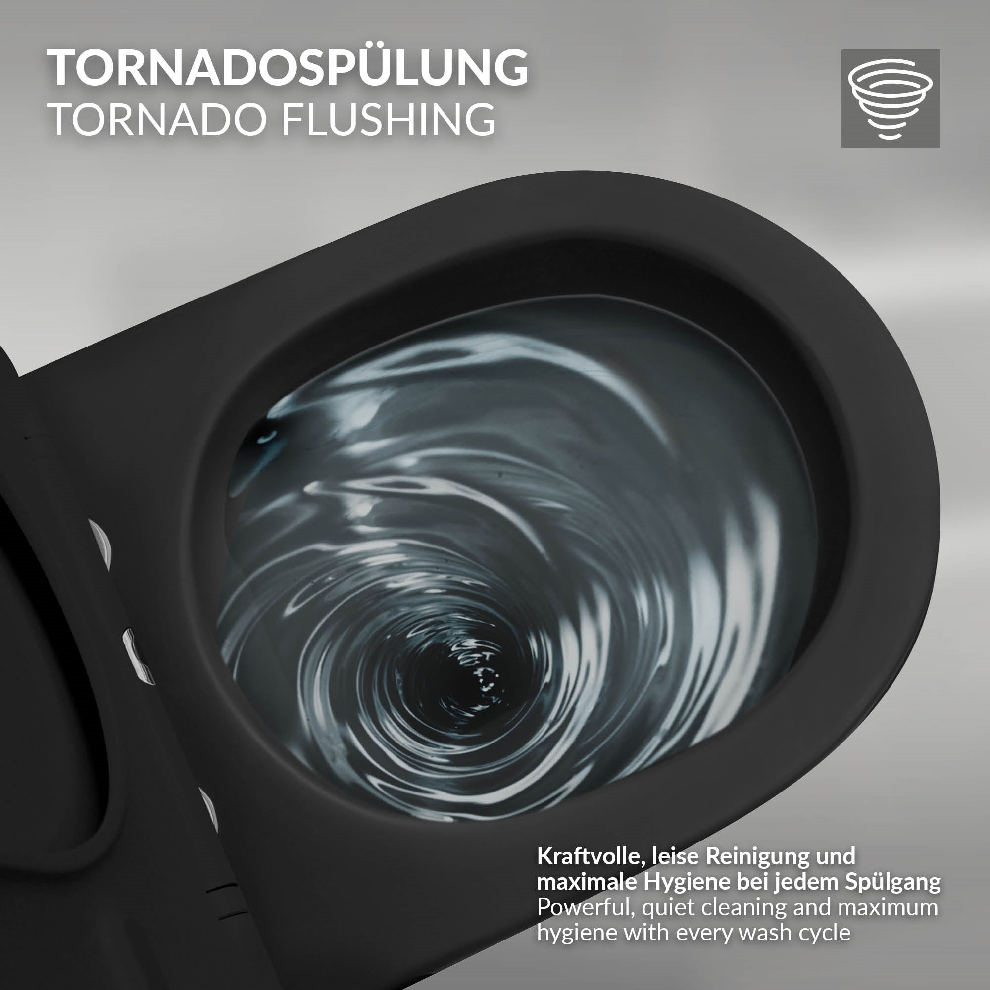 ECD Germany Sanitär WC Suspendu 49 cm Noir Mat Céramique