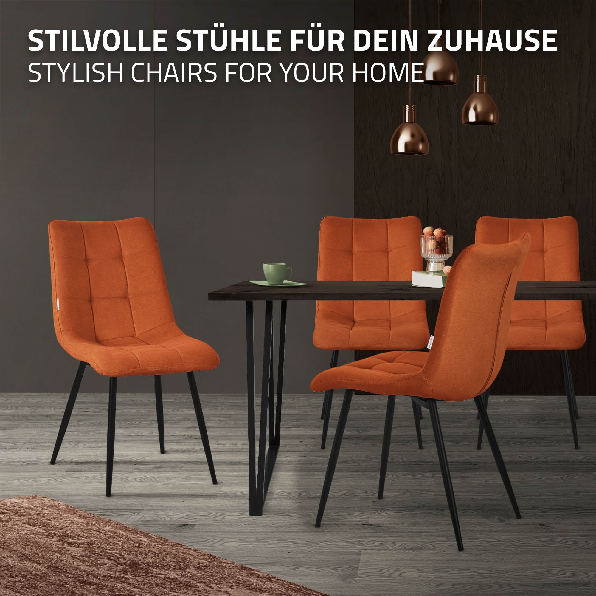 ECD Germany Möbel ML-Design lot 6 chaises orange polyester