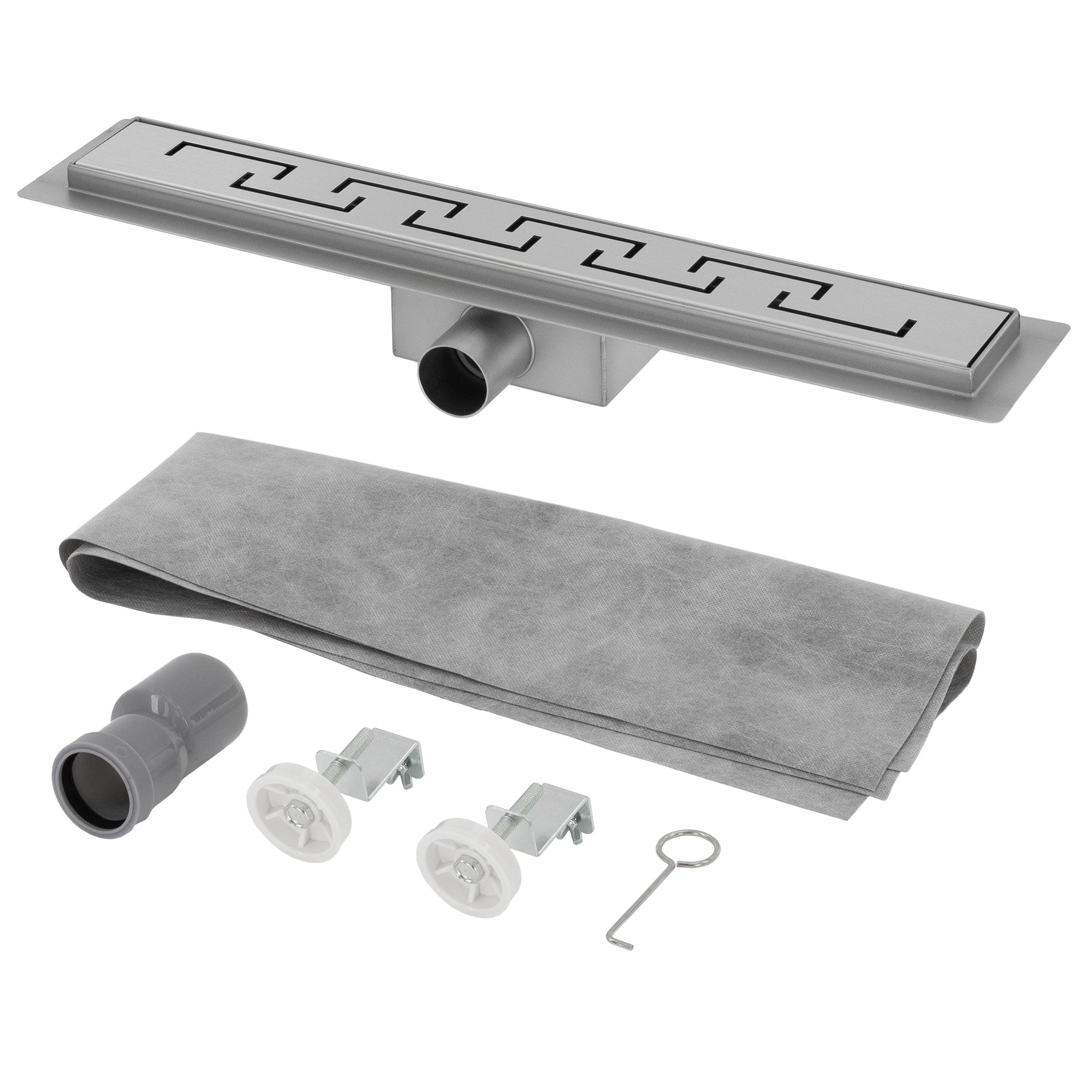 ECD Sanitär Caniveau de douche inox argent 60 cm rainuré