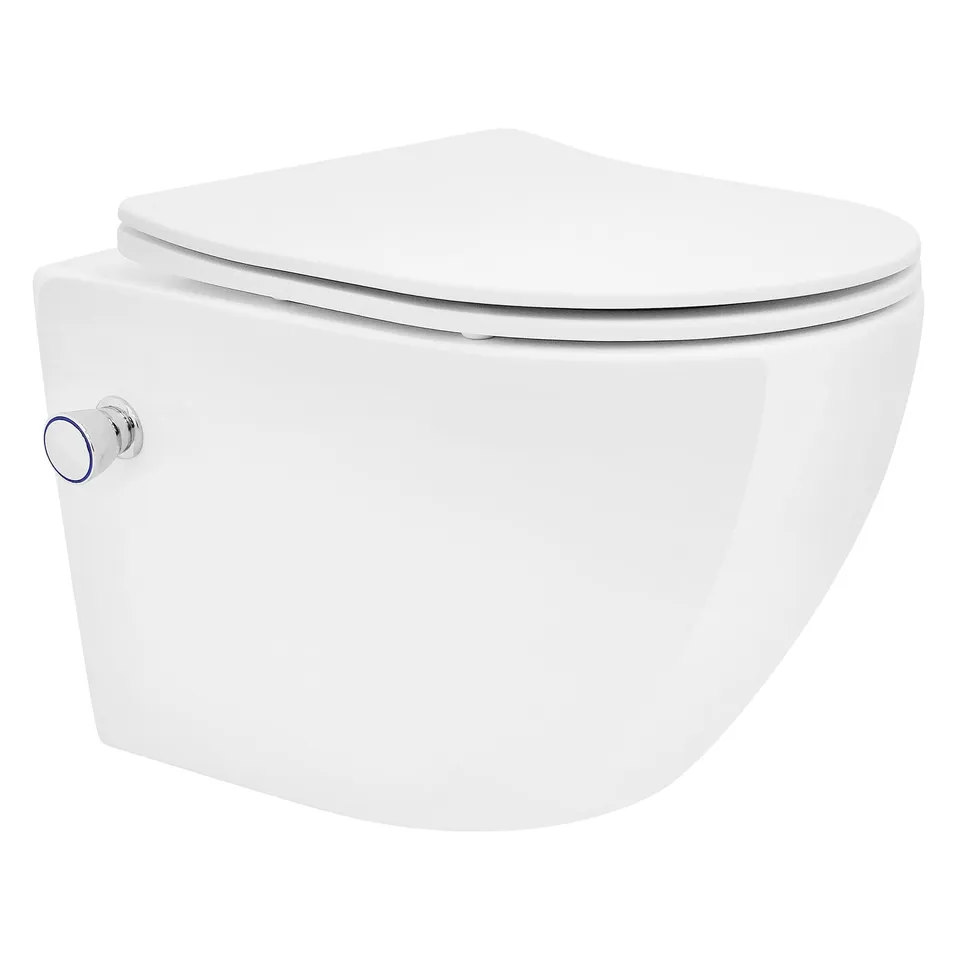 ECD Germany Sanitär WC suspendu 49 cm blanc sans bride + bidet
