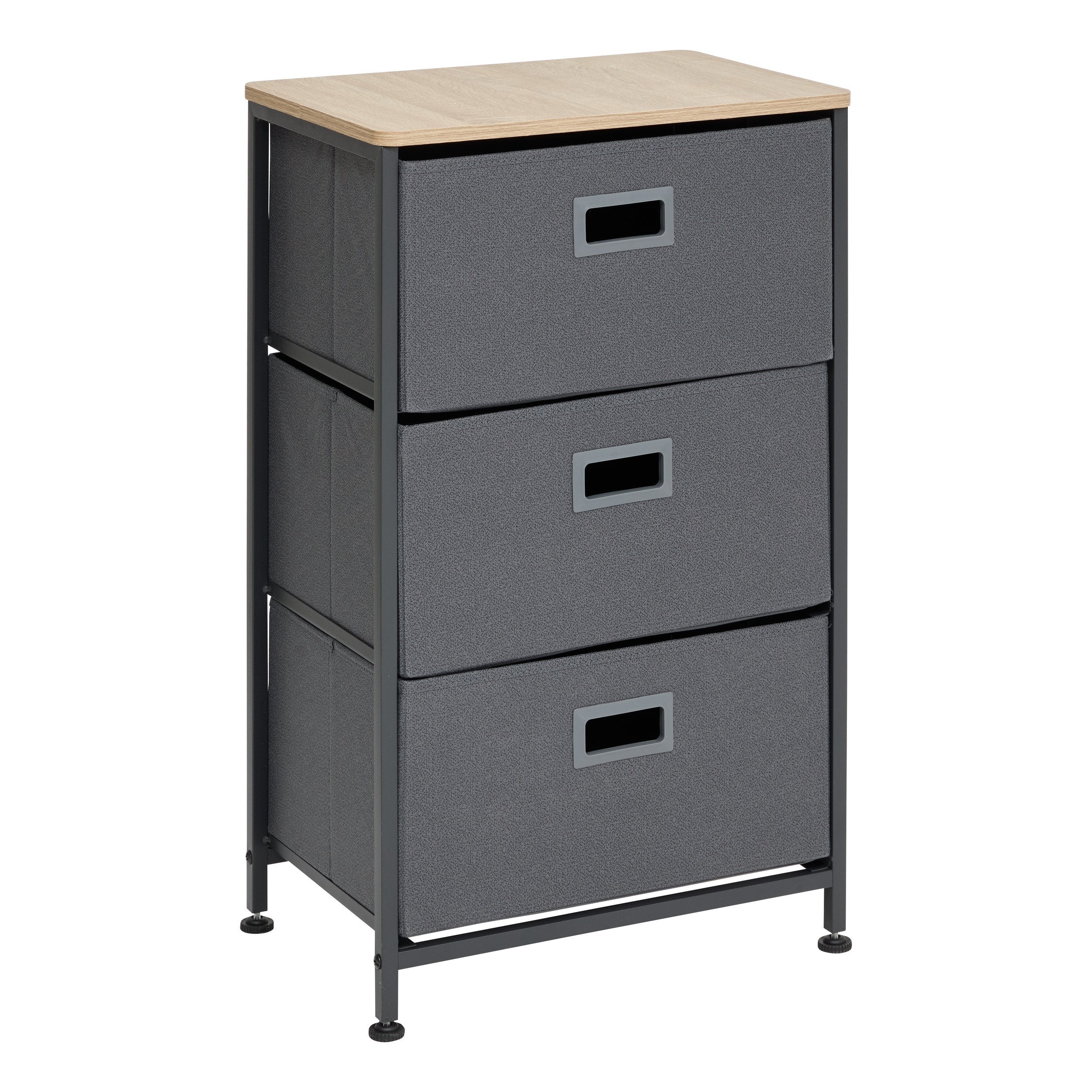 Stokomani Maison Rangement Tissa 3 tiroirs gris 45x30x73
