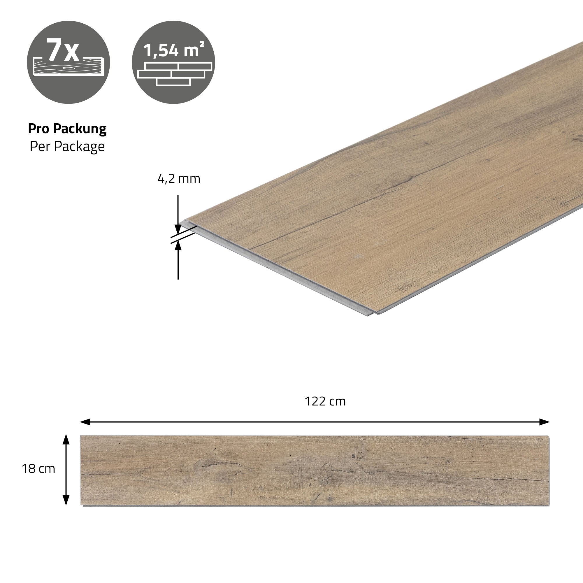ECD Germany sol vinyle clipsable chêne rustique clair 1,54 m²