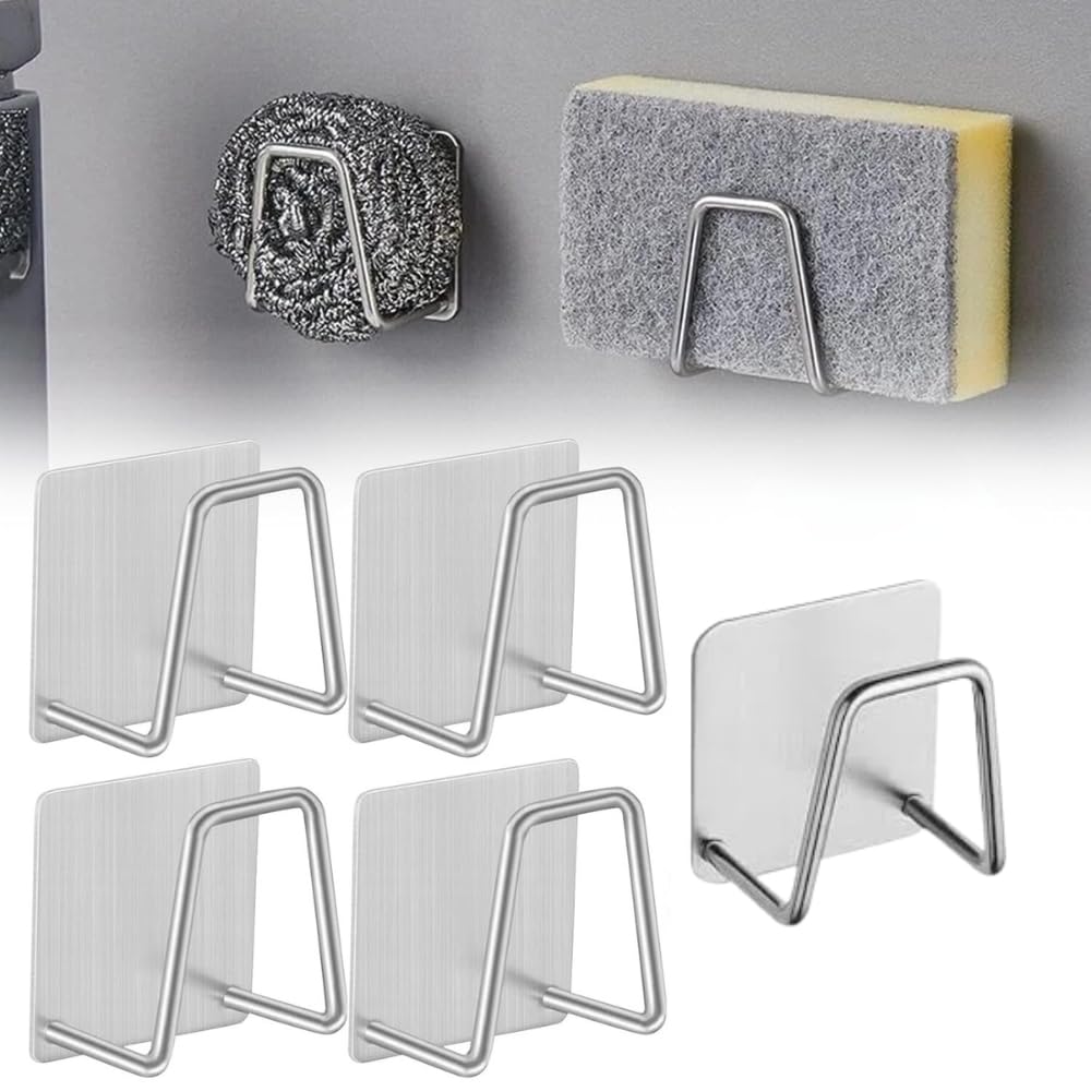Shop-Story Eviclip Porte-Éponge Acier Autocollant x5 Inox