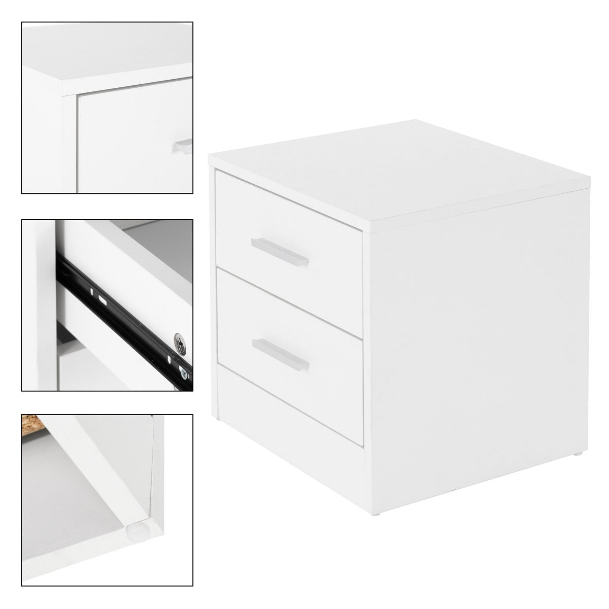 ML-Design chevet 2 tiroirs 38x37x34 cm blanc aggloméré